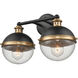 Ellmira 2 Light 15.75 inch Matte Black/ Aged Brass Vanity Light Wall Light